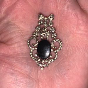 Vintage Pantta Black Rhinestone Brooch